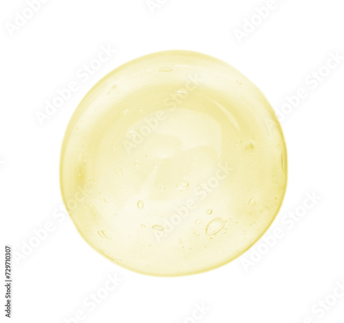 Sample of cosmetic gel isolated on white, top view
