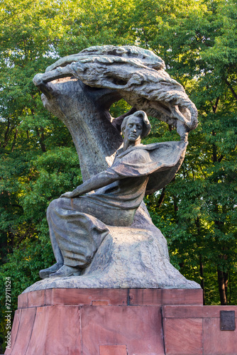 Frederic Chopin Monument in Lazienki Park, Warsaw, Poland photo