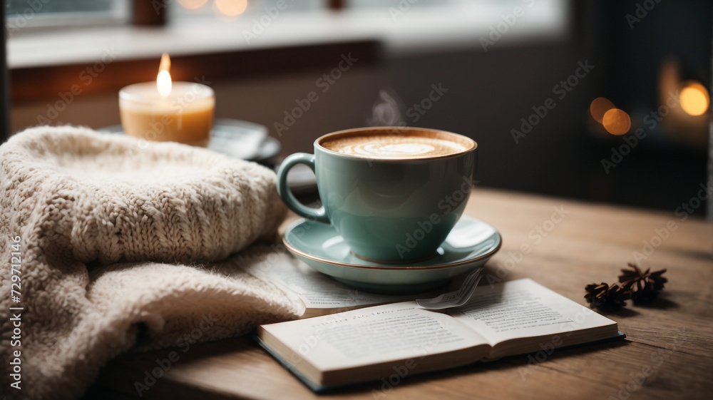 still life with coffee and book