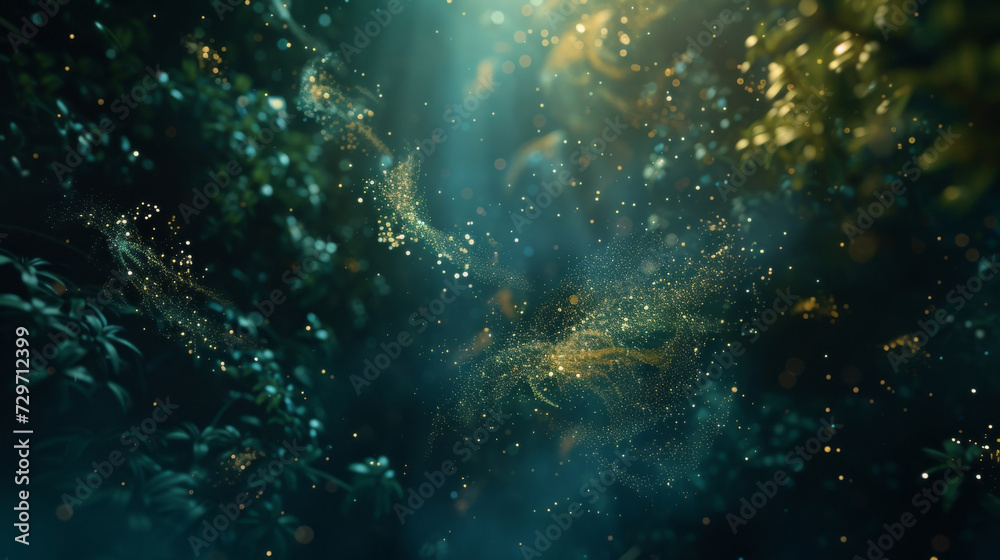 A bioluminescent wonderland where tiny particles come alive and dance like celestial fireflies. Adrift in the depths of the darkness this mesmerizing swarm offers a glimpse