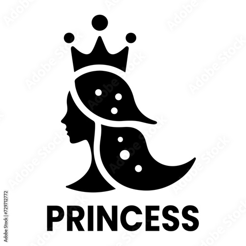 minimal princes brand logo concept, clipart, symbol, black color silhouette