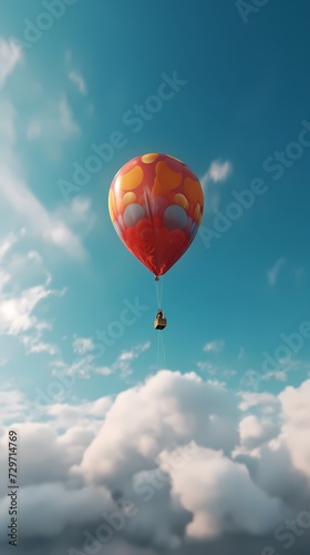 hot air balloon flying freely in the sky