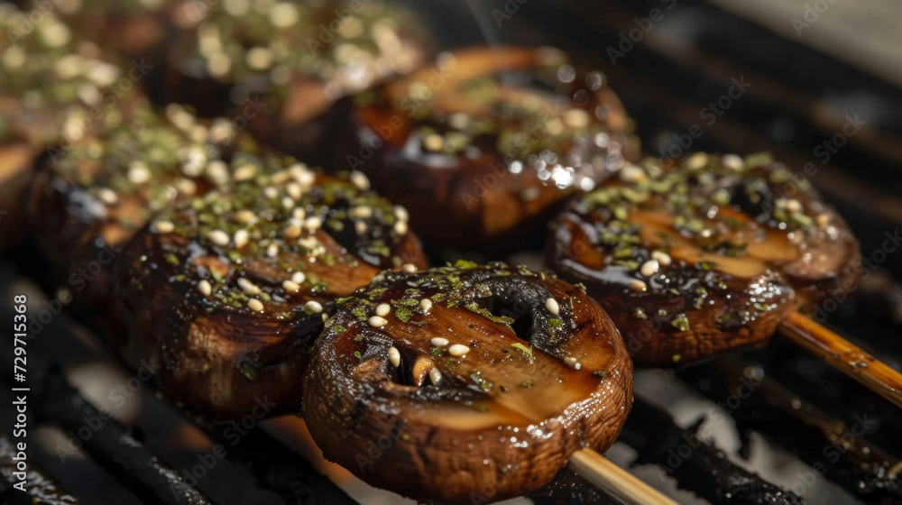 Thinly sliced portobello mushrooms marinated in a blend of herbs and es and then grilled to perfection served with a drizzle of balsamic reduction. These flamekissed mushroom