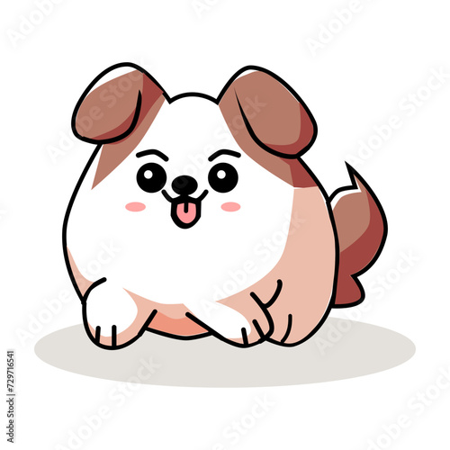 cute fat dog vector illustration. with flat  cartoon  minimalist  2d style isolated on white background