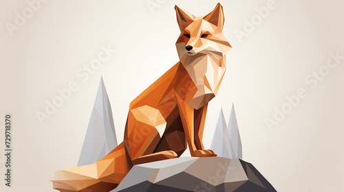 Minimalist illustration in polygon style of a fox