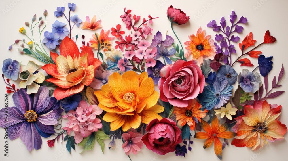 many different flowers on a white background many different flowers on a white background