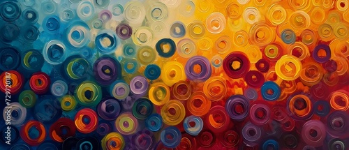 Colorful Abstract Circular Brush Strokes Painting