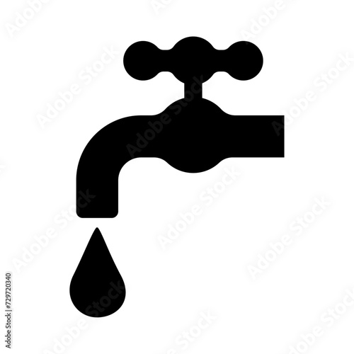 水道の蛇口から水が出るアイコン・イラスト素材