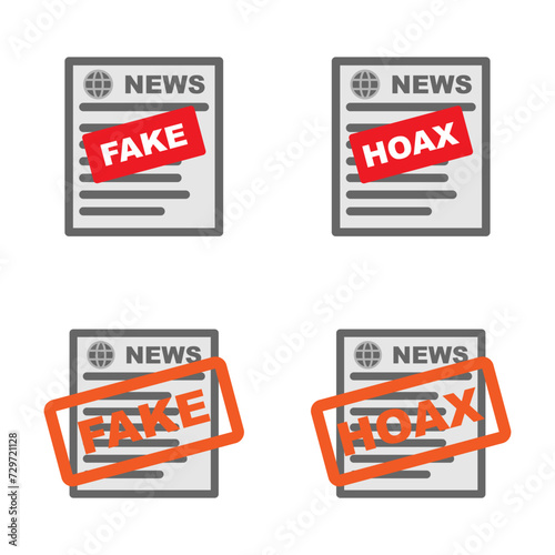 vector set of news hoax, fake news, fake or hoax stamp