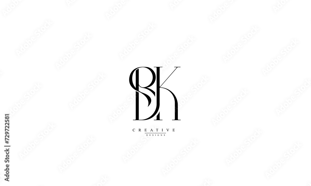 Alphabet letters Initials Monogram logo BK B K Alphabet letters Initials Monogram logo BK B K