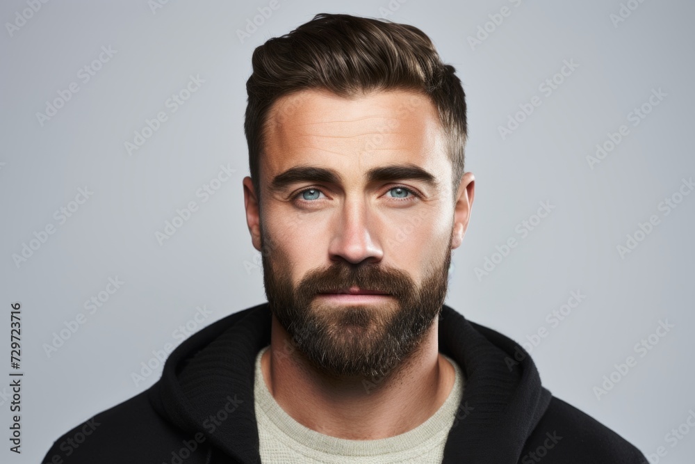 Portrait of handsome young man with beard and mustache. Studio shot. Portrait of handsome young man with beard and mustache. Studio shot.