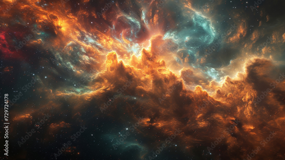 An everchanging cloud of cosmic dust creating a celestial canvas of swirling shapes and colors.