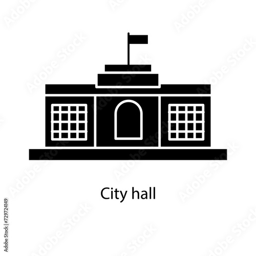  City hall icon. simple flat black vector illustration on white background..ep