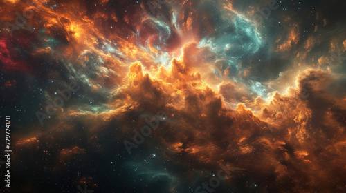 An everchanging cloud of cosmic dust creating a celestial canvas of swirling shapes and colors. © Justlight