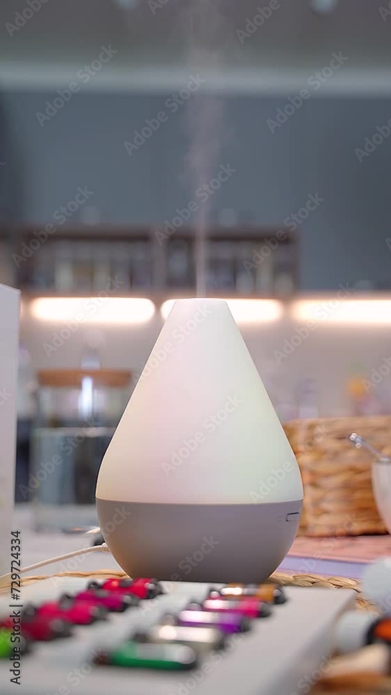 Vertical video of air diffusor at work improving air quality 