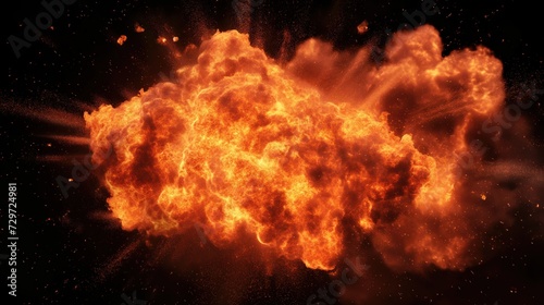 Big explosion effect, realistic explosions boom, realistic fire explosion isolated black background © André Troiano