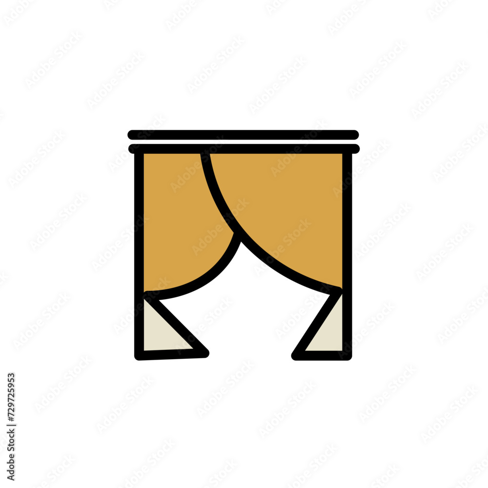 Curtain Decor Fabric Filled Outline Icon Curtain Decor Fabric Filled Outline Icon