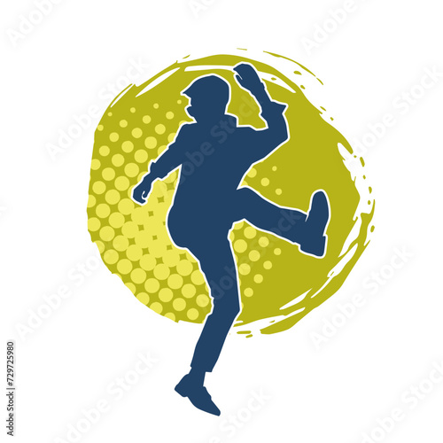 Silhouette of a male dancer in performing pose. Silhouette of a dancing man.