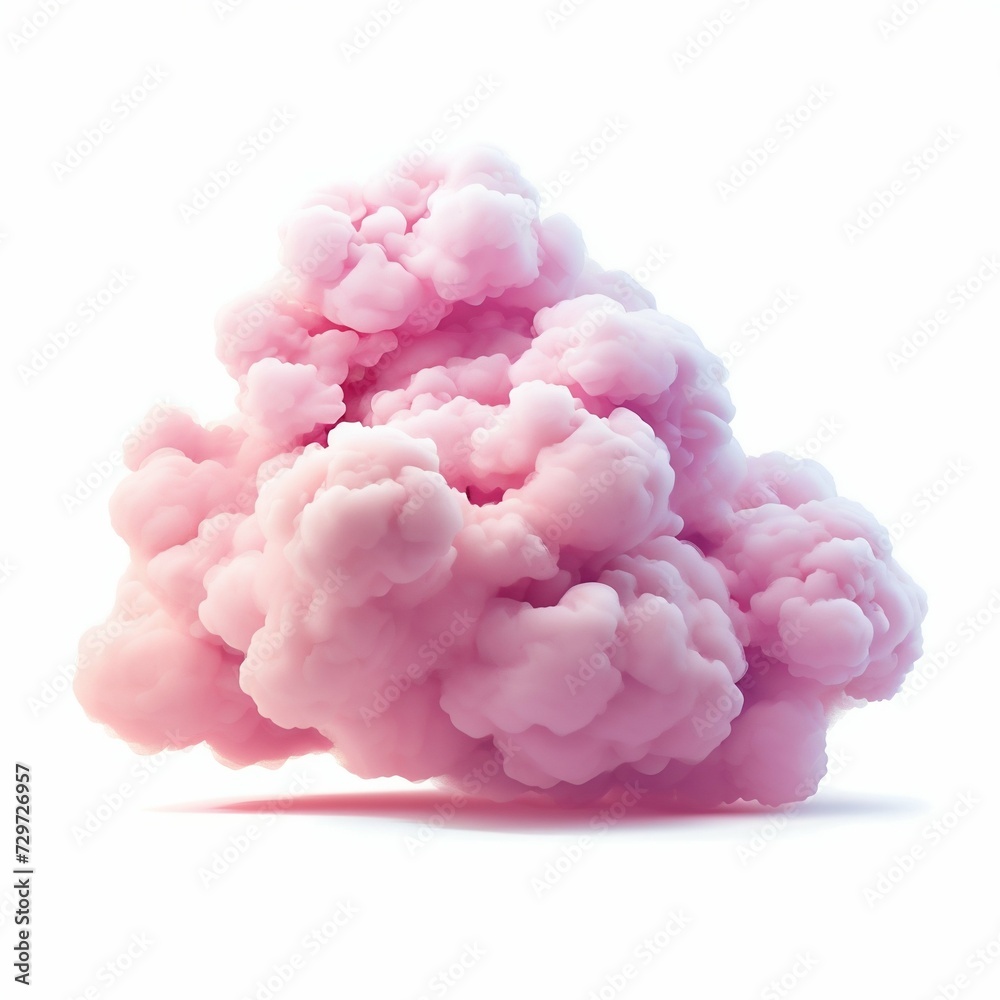Surreal Pink Cloud Formation on White Background. Generative ai