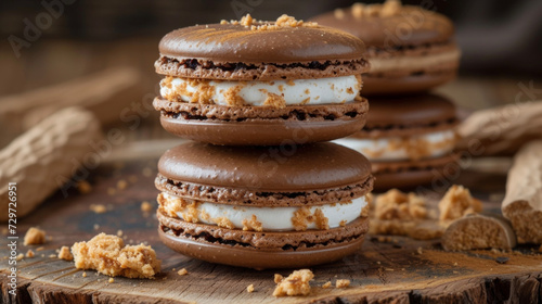 The unmistakable flavors of a campfire smore come together in this elegant twist with macarons creating a balance of chewy crunchy and meltinyourmouth textures that will leave