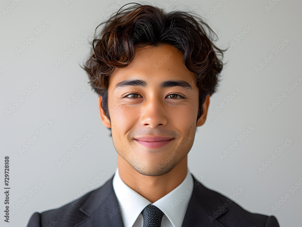 Close up portrait of a happy young businessman smiling at the camera on grey background Close up portrait of a happy young businessman smiling at the camera on grey background