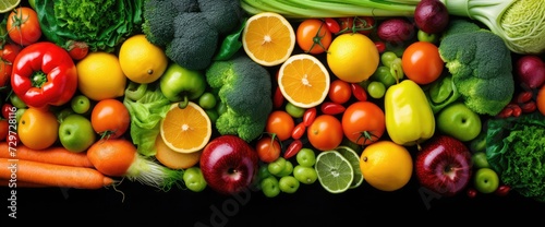 Assortment of Fruits and Vegetables Background