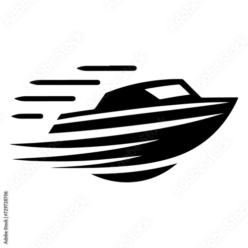 minimal speed boat vector logo concept icon, clipart