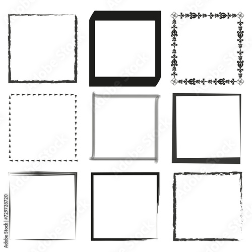 Hand drawn frames. Handdrawn square frame. Vector illustration. EPS 10.