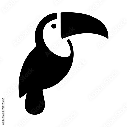 minimal toucan bird logo concept, clipart, symbol, black color silhouette