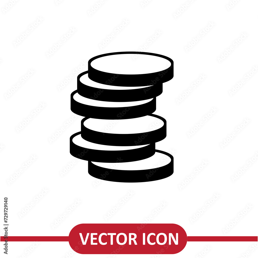 Coins icon vector simple flat illustration on white background..eps Coins icon vector simple flat illustration on white background..eps