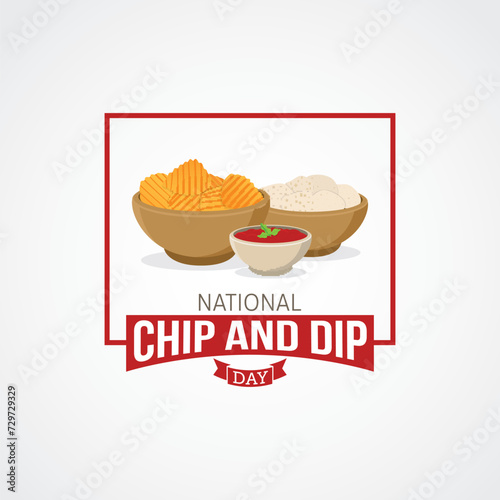 National Chip and Dip Day Vector Illustration. Suitable for Greeting card, poster and banner. recognizes and celebrates the beloved combination of chips and dips, a popular and versatile snack enjoyed