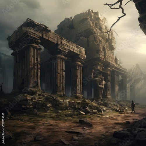 Fantasy Ruins: Ancient Ruins Digital Backdrop for Studio Photography 