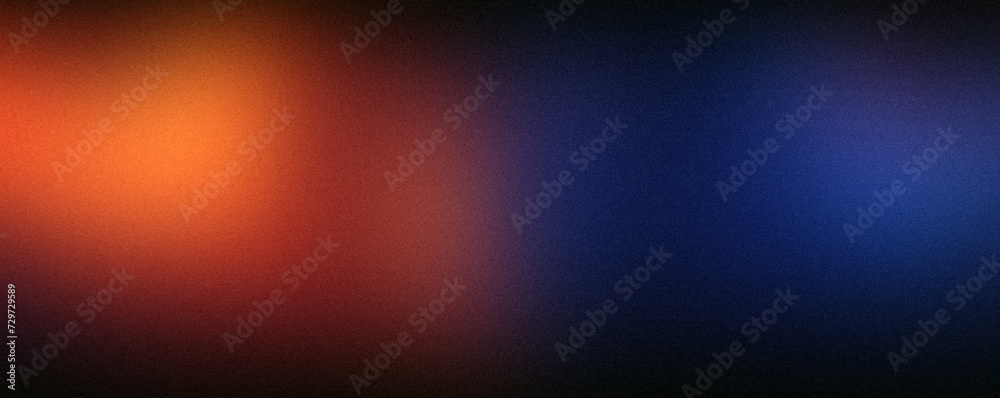 Obraz premium orange blue rough abstract background with gradient colors, illuminated bright. Glow template with empty space and textured, grainy noise background.