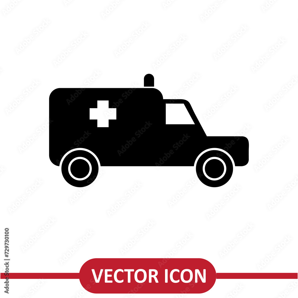 Obraz premium Ambulance icon vector simple flat illustration on white background..eps