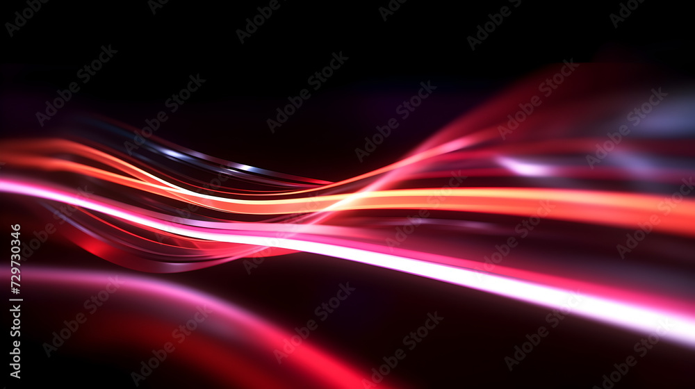 Red Light tail waves on black background, futuristic and modern light design Red Light tail waves on black background, futuristic and modern light design