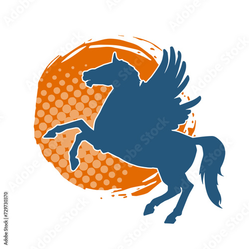 Sillhouette of a mythical horse animal with wings. Silhouette of a fantasy horse with wings.