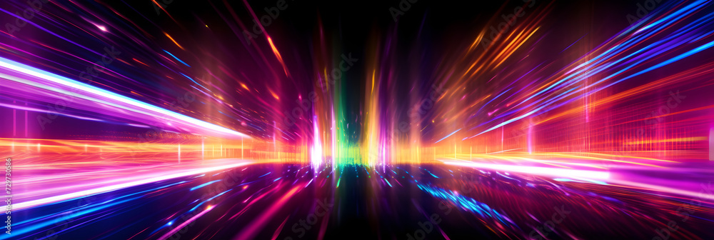 Colorful neon laser light tail background