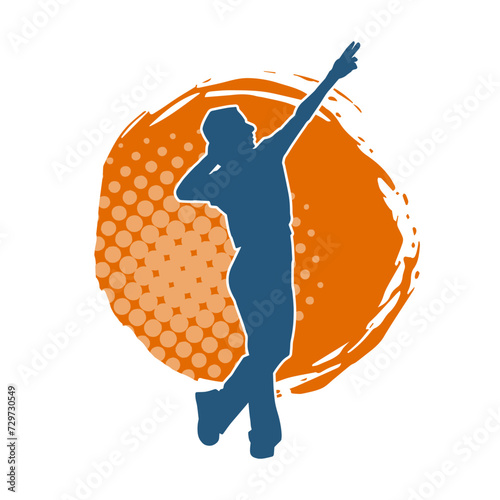 Silhouette of a slim man dancing pose. Silhouette of a male dancer in action pose.