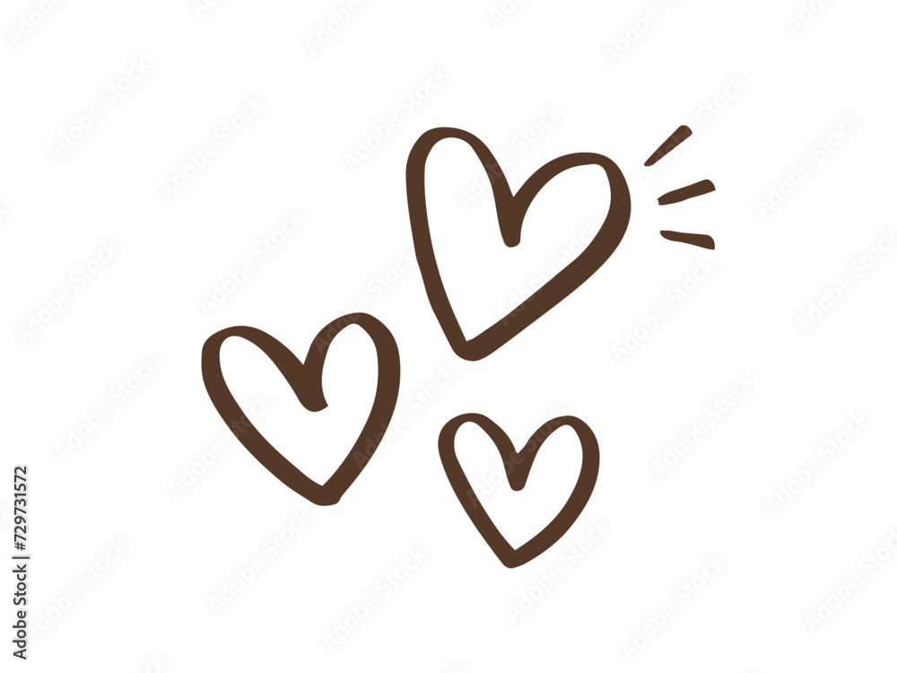 かわいいバレンタインの愛のハート／手描きイラスト