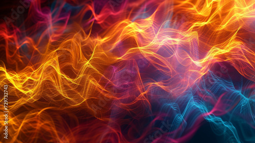 A chaotic canvas of jagged lines and shifting colors capturing the unpredictable movements of thermal energy.