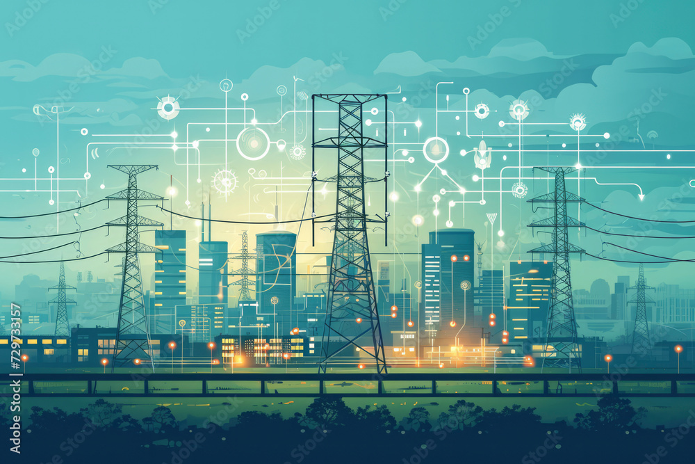 Obraz premium Smart Grids: Implementing smart grid technologies to enhance the efficiency, reliability