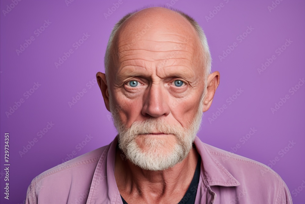 Portrait of an elderly man with a beard on a purple background Portrait of an elderly man with a beard on a purple background