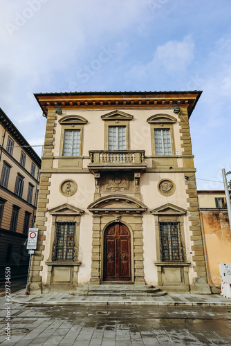 Florence, Italy - 31 December, 2023: Beautiful ancient facade of a building in the center of Florence