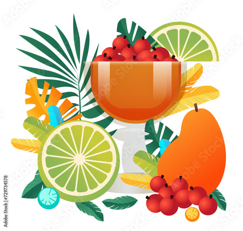 tropical fruits cocktail brazilian festival holiday celebration greeting invitation postcard culture and tradition carnival party
