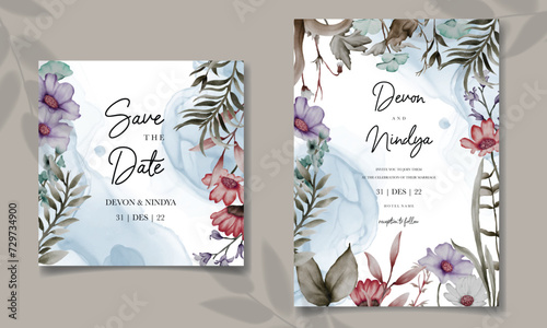 invitation card with beautiful grass ornaments