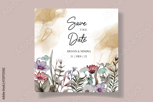 invitation card with beautiful grass ornaments