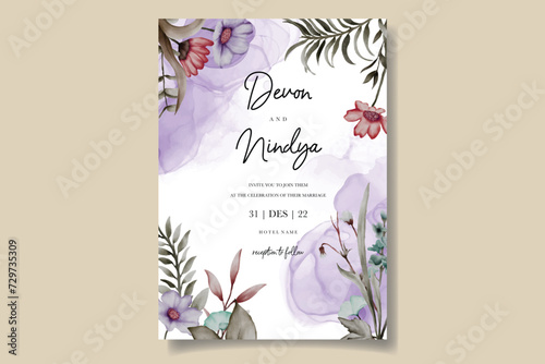 invitation card with beautiful grass ornaments