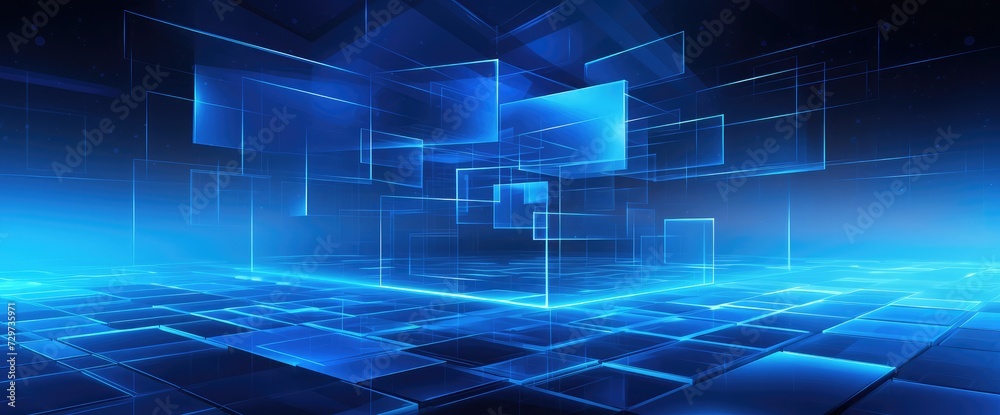 Fototapeta premium Blue business technology quadrilateral background