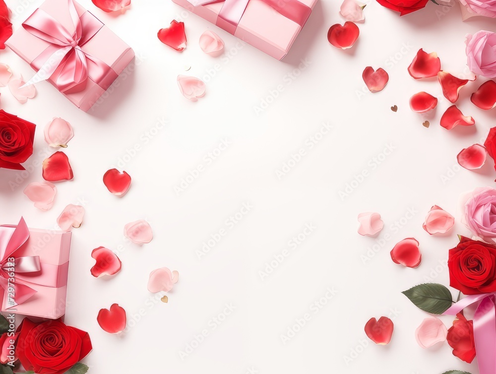 valentine background with hearts and roses