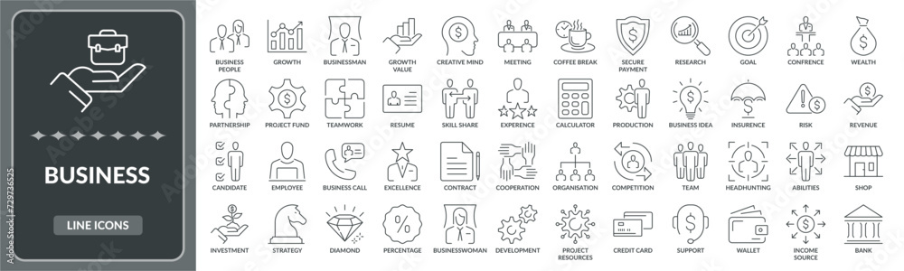 Set of business line icons. Collection of business, management icon EPS10 - Stock Vector Set of business line icons. Collection of business, management icon EPS10 - Stock Vector